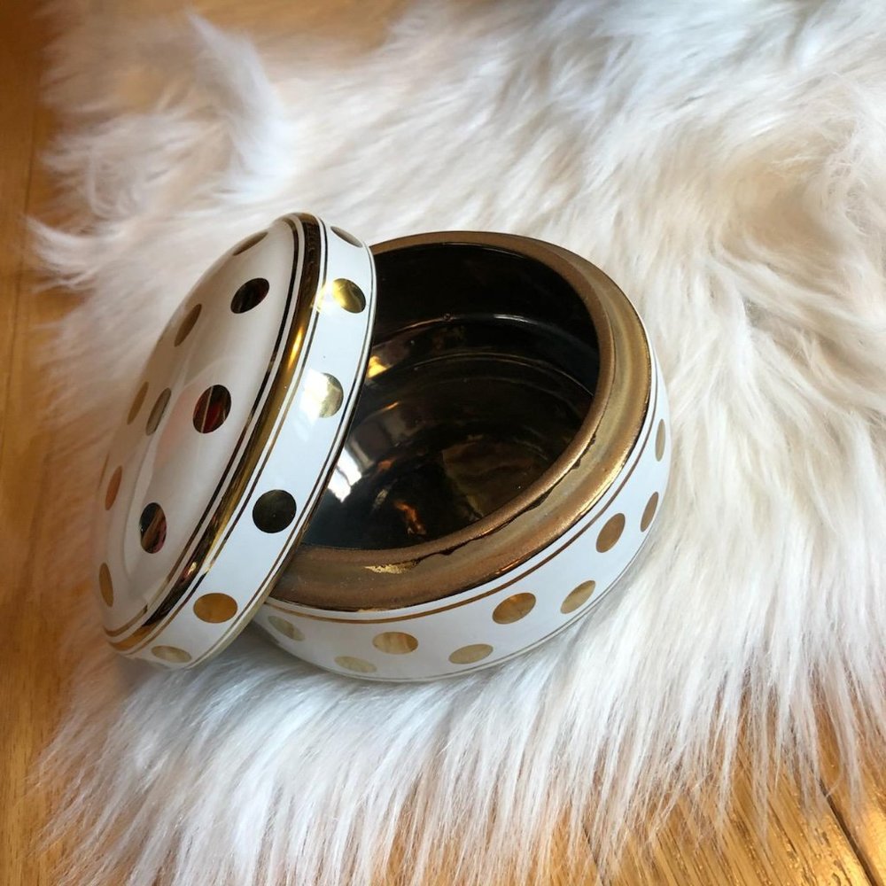 White and Gold Ceramic Trinket Box